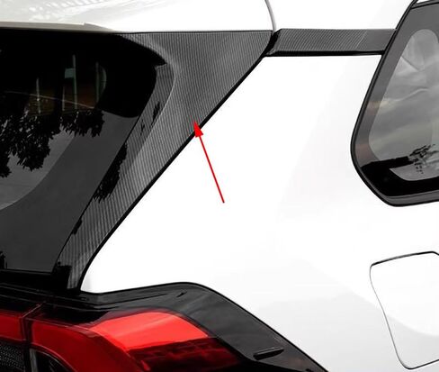 ملحقات السيارة مناسبة لسيارة Toyota RAV4 2019-2025 الخارجية ABS الخلفي سبويلر الجناح الجانبي المشطوف عتبة النافذة عمود صب غطاء الكسوة (ألياف الكربون) قطعتان in Kuwait