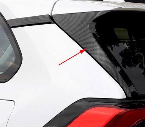 ملحقات السيارة مناسبة لسيارة Toyota RAV4 2019-2025 الخارجية ABS الخلفي سبويلر الجناح الجانبي المشطوف عتبة النافذة عمود صب غطاء الكسوة (ألياف الكربون) قطعتان in Kuwait