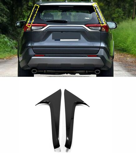 ملحقات السيارة مناسبة لسيارة Toyota RAV4 2019-2025 الخارجية ABS الخلفي سبويلر الجناح الجانبي المشطوف عتبة النافذة عمود صب غطاء الكسوة (ألياف الكربون) قطعتان in Kuwait