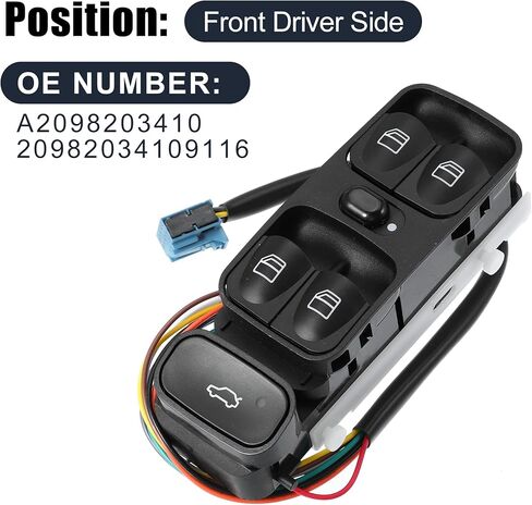 X AUTOHAUX A2098203410 20982034109116 مفتاح طاقة رئيسي للنافذة الأمامية جانب السائق لمرسيدس بنز CLK320 CLK350 CLK430 CLK500 CLK55 CLK550 CLK63 in Saudi Arabia
