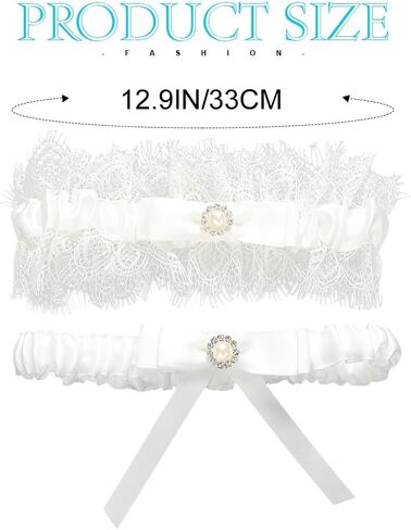 Bridal Garter White Lace Garters for Bride Bow Wedding Garter Set for Women（2 pcs） in Kuwait