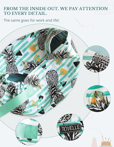 Tropical Pattern Scrub Caps for Women and Men with Buttons, Pineapple Surgical Tech Head Cover, Adjustable Euro Style Scrub Hat for Long or Short Hair in Kuwait