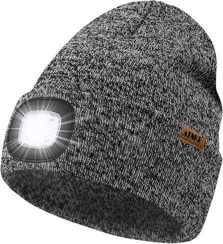 ATNKE LED Lighted Beanie Cap,USB Rechargeable 4 LED Running Headlamp Bright Hat with Light Tech Gifts for Men and Women in Saudi Arabia