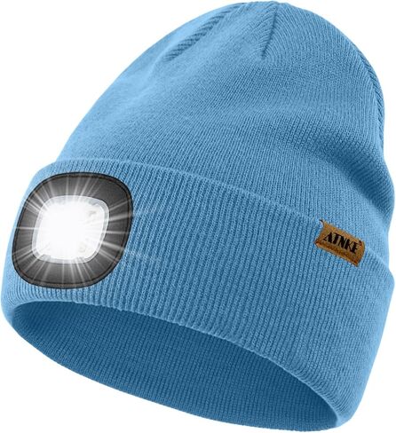 ATNKE LED Lighted Beanie Cap,USB Rechargeable 4 LED Running Headlamp Bright Hat with Light Tech Gifts for Men and Women in Saudi Arabia