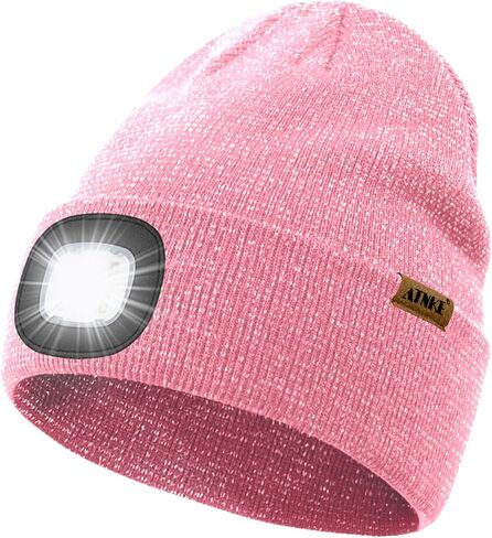 ATNKE LED Lighted Beanie Cap,USB Rechargeable 4 LED Running Headlamp Bright Hat with Light Tech Gifts for Men and Women in Saudi Arabia