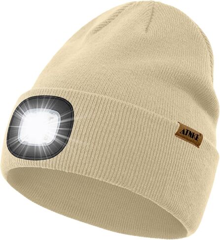 ATNKE LED Lighted Beanie Cap,USB Rechargeable 4 LED Running Headlamp Bright Hat with Light Tech Gifts for Men and Women in Saudi Arabia