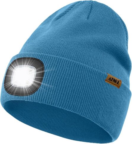 ATNKE LED Lighted Beanie Cap,USB Rechargeable 4 LED Running Headlamp Bright Hat with Light Tech Gifts for Men and Women in Saudi Arabia
