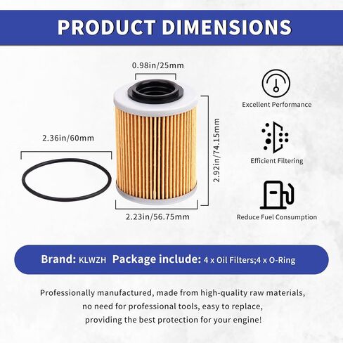 420956123 420956120 420256188 X3 Oil Filter & O Ring for Can Am Maverick X3 2017-2023 Max Turbo R RR 2019-2024 Ryker STD 600 900 ACE Sea-Doo Ski-Doo Spark 2 Up 3 Up, 4PCS in Kuwait