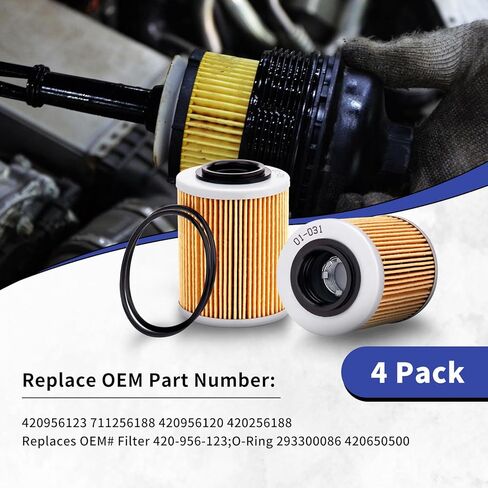 420956123 420956120 420256188 X3 Oil Filter & O Ring for Can Am Maverick X3 2017-2023 Max Turbo R RR 2019-2024 Ryker STD 600 900 ACE Sea-Doo Ski-Doo Spark 2 Up 3 Up, 4PCS in Kuwait