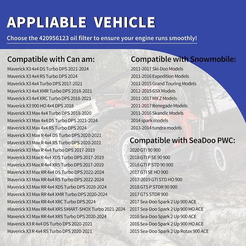 420956123 420956120 420256188 X3 Oil Filter & O Ring for Can Am Maverick X3 2017-2023 Max Turbo R RR 2019-2024 Ryker STD 600 900 ACE Sea-Doo Ski-Doo Spark 2 Up 3 Up, 4PCS in Kuwait