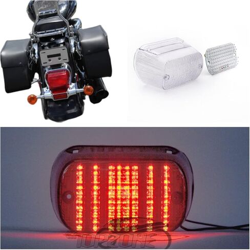 TOPZONE Compatible for 2005-2009 Suzuki Motorcycle VL1500 Boulevard C90 / C90T; LED Brake Tail light Rear Lamp Integrated Turn Signal Idicator (1. Lens Only, Clear) in Kuwait