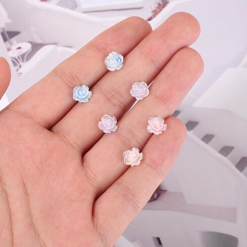 6 Pairs Plastic Earrings for Sensitive Ears, Gradient Glitter Rose Earrings Women's Flower Stud Plastic Post Earring Floral Studs for Sensitive Ears in Saudi Arabia