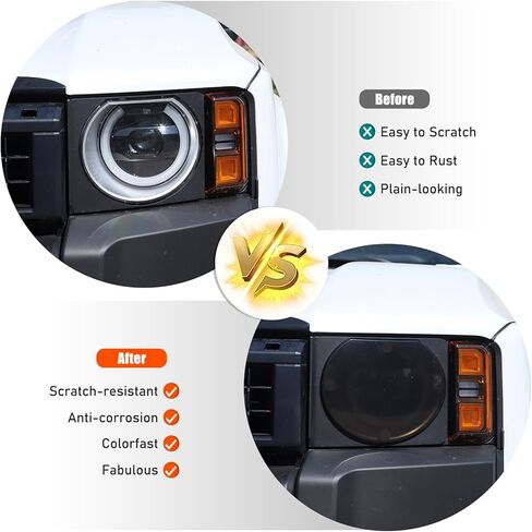 Smoked Headlight Lamp Cover Compatible with Toyota Land Cruiser 250 Prado J250 LC250 2024 2025, Front Head Light Lamp Trim Guard Cover(for Round Lamp Version) in Saudi Arabia