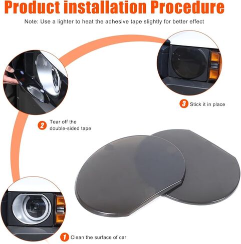 Smoked Headlight Lamp Cover Compatible with Toyota Land Cruiser 250 Prado J250 LC250 2024 2025, Front Head Light Lamp Trim Guard Cover(for Round Lamp Version) in Saudi Arabia