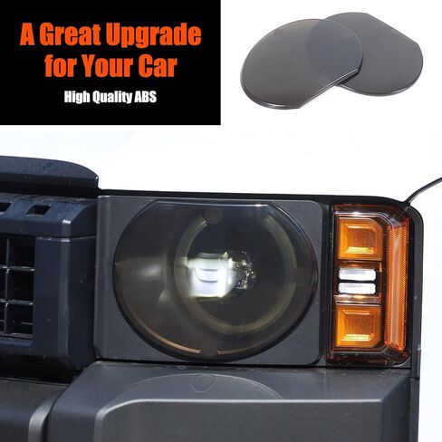 Smoked Headlight Lamp Cover Compatible with Toyota Land Cruiser 250 Prado J250 LC250 2024 2025, Front Head Light Lamp Trim Guard Cover(for Round Lamp Version) in Saudi Arabia
