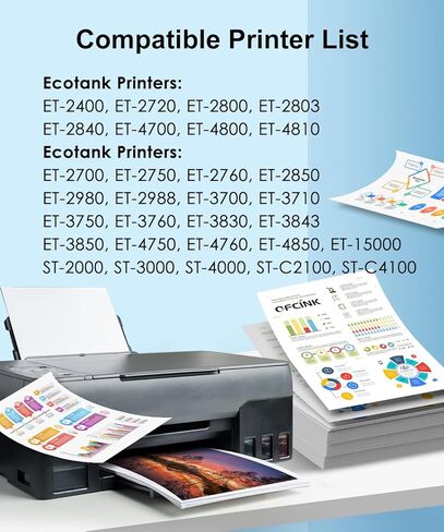 Replacement for Epson 502 522 High Capacity (6 Bottles) Ink Refill Bottles Replacement for Epson 502 522 Ink Use for EcoTank ET-3760 ET2760 ET2750 ET-4760 ET-2850 ET-15000 ST-4000 ST-2000 in Kuwait
