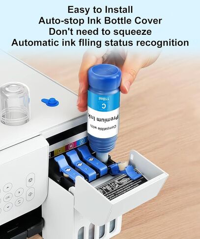 Replacement for Epson 502 522 High Capacity (6 Bottles) Ink Refill Bottles Replacement for Epson 502 522 Ink Use for EcoTank ET-3760 ET2760 ET2750 ET-4760 ET-2850 ET-15000 ST-4000 ST-2000 in Kuwait