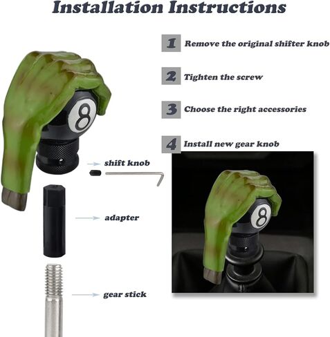 Hand Shape Gear Shift Knob Lever Stick Shifter Head Resin for Most Manual Transmission Cars Trucks SUV, Green in Kuwait