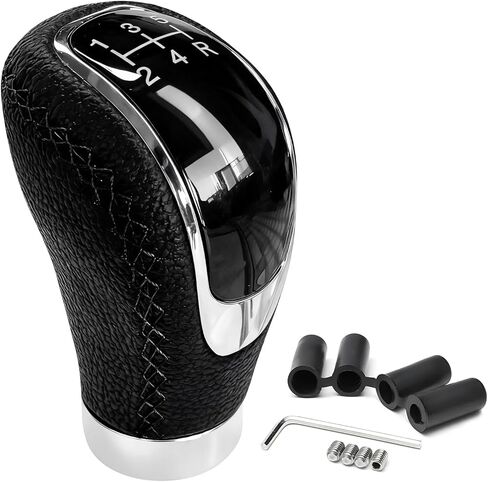 5 Speed Shift Knob, Weighted Leather Car Manual Gear Stick Shifting Handle with Adapters, Universal Manual Transmission Shifter Lever Replacement for Cars Trucks SUVs (Black) in Saudi Arabia
