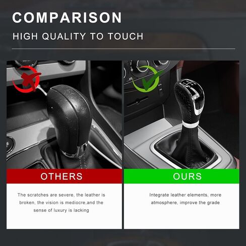 5 Speed Shift Knob, Weighted Leather Car Manual Gear Stick Shifting Handle with Adapters, Universal Manual Transmission Shifter Lever Replacement for Cars Trucks SUVs (Black) in Saudi Arabia