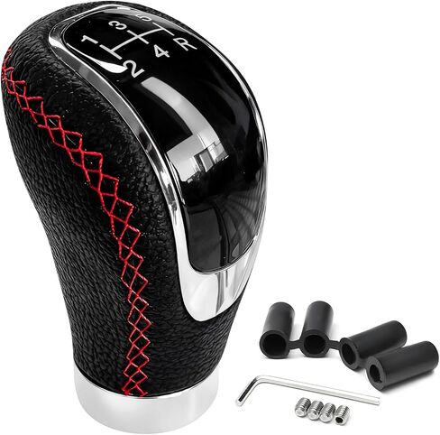 5 Speed Shift Knob, Weighted Leather Car Manual Gear Stick Shifting Handle with Adapters, Universal Manual Transmission Shifter Lever Replacement for Cars Trucks SUVs (Black) in Saudi Arabia