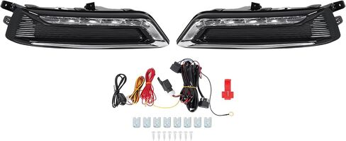 مصباح ضباب LED من Kojem متوافق مع مصباح الضباب للقيادة شيفروليه إمبالا DRL 2014-2020 مع مجموعة أسلاك بإطار خفيف وزوج تبديل عدسة شفافة واستبدال غطاء أسود لـ GM2562102 GM2563102 in Saudi Arabia
