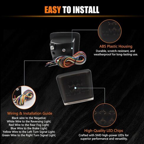 مصباح ضباب خلفي LED لـ 2009-2019 Nissan 370Z، 2013-2017 Nissan Juke Nismo، مصباح ضباب خلفي LED كامل، عدسة مدخنة 5 في 1، مصابيح خلفية احتياطية لفرامل الذيل الأحمر in Kuwait