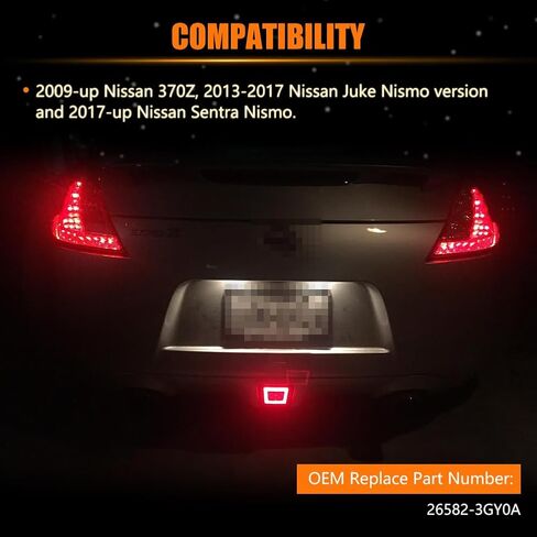 مصباح ضباب خلفي LED لـ 2009-2019 Nissan 370Z، 2013-2017 Nissan Juke Nismo، مصباح ضباب خلفي LED كامل، عدسة مدخنة 5 في 1، مصابيح خلفية احتياطية لفرامل الذيل الأحمر in Kuwait
