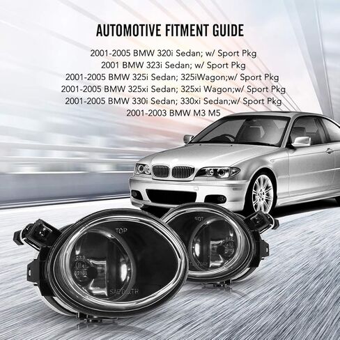 AUTOWIKI Fog Lights for 2001-2006 BMW 3 Series E46 M3/ 00-03 5 Series E39 M5 With Clear Lens 2PCS in Saudi Arabia