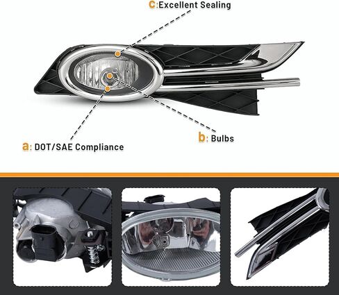 Fog Lights Replacement for Honda Odyssey 2014-2017 with H11 12V 55W Bulbs Bezel Fog Lamps Assembly 1 Pair in Kuwait