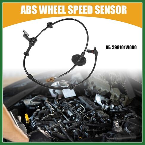 Motoforti ABS Sensor No.599101W000 - Car Rear Left ABS Wheel Speed Sensor - for Kia Rio 2012-2017 ABS Metal Black - 1 Pc Long-lasting in Saudi Arabia