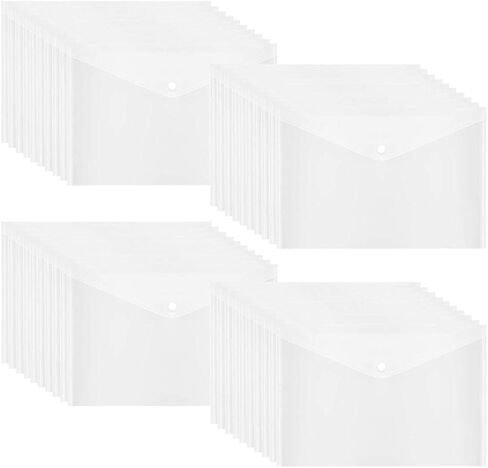 20 قطعة من الأظرف البلاستيكية الشفافة، مجلدات المستندات مع زر إغلاق سريع، حجم الحروف، حجم A4 مع جيب للملصق للمدرسة، المنزل، العمل المكتبي in Kuwait