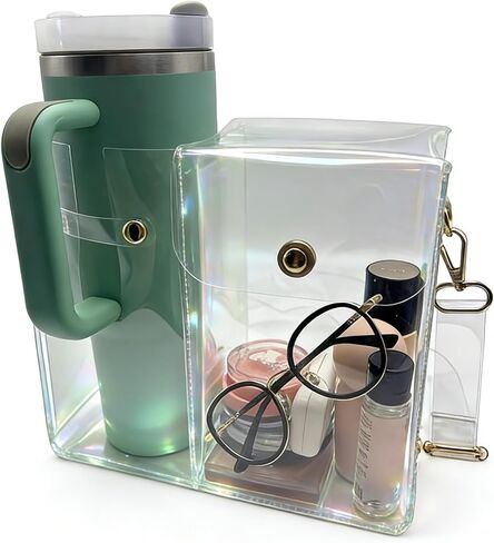 Clear Bag for Stadium Events – Stanley Bag, Water Bottle Holder with Strap, Purse with Water Bottle Pocket, Clear Crossbody Bag for Concerts, Sports & Travel in Saudi Arabia