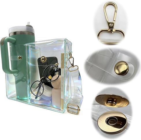 Clear Bag for Stadium Events – Stanley Bag, Water Bottle Holder with Strap, Purse with Water Bottle Pocket, Clear Crossbody Bag for Concerts, Sports & Travel in Saudi Arabia