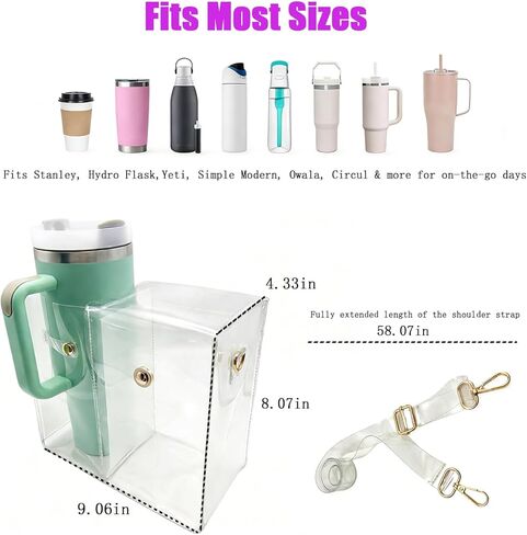 Clear Bag for Stadium Events – Stanley Bag, Water Bottle Holder with Strap, Purse with Water Bottle Pocket, Clear Crossbody Bag for Concerts, Sports & Travel in Saudi Arabia