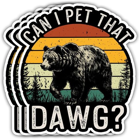 VOTANTA (3 Pcs, 3 inch) - Can I Pet That Dawg Sticker, Funny Black Bear Dat Dawg Stickers, Humor Sarcastic Quote Camping Hiking Decal Animal Lover Gifts Decoration for Laptops, Phones, Water Bottles in Saudi Arabia
