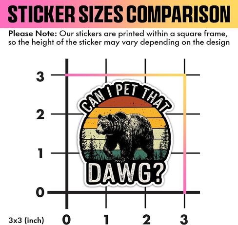 VOTANTA (3 Pcs, 3 inch) - Can I Pet That Dawg Sticker, Funny Black Bear Dat Dawg Stickers, Humor Sarcastic Quote Camping Hiking Decal Animal Lover Gifts Decoration for Laptops, Phones, Water Bottles in Saudi Arabia