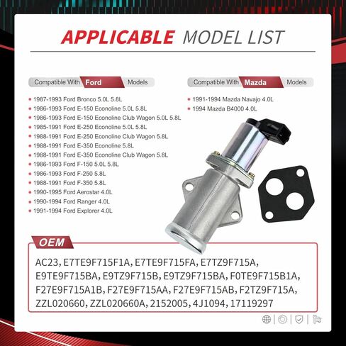 AC23 Idle Air Control Valve IAC Compatible with Ford F150 1986-1993, Ranger 1990-1994, Bronco 1987-1993, Aerostar 1990-1995 & Mazda B4000 1994, Replaces E9TE9F715BA, E9TZ9F715BA in Kuwait