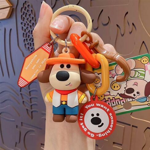 Trendy Gradient Dog Rabbit Keychain Cute Animal Fashion Bag Hanging Decoration Gift For Car Key Backpack Accessorie in Saudi Arabia