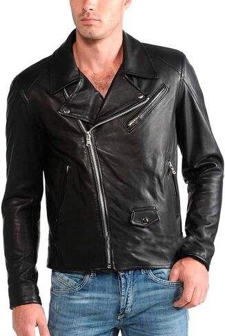 Azrah 100% Leather Jacket for Men - Slim Fit - Moto, Bomber, Biker Winter Casual & Party Wear Jacket for Boys in Kuwait