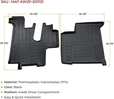 Mytee Products Black Heavy Duty Truck Floor Mat Compatible with Kenworth T440(2011-2021), T470(2011-2021), T600(2006-2007), T660(2007-2017), T800(2006-2021), W900(2006-2021) - TVP, 2-Pcs Set in Saudi Arabia