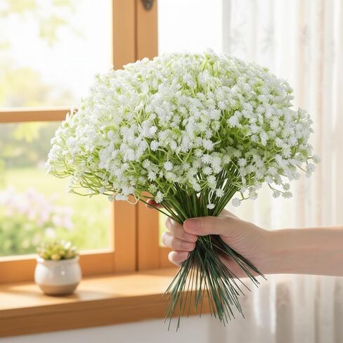 150PCS Babys Breath Artificial Flowers, Bulk Faux Baby Breath Flower Babys Breaths White Gypsophila Real Touch Wedding Flower Bouquet for Wedding Party Bouquet Garden Home Decor-11.81inches in Saudi Arabia