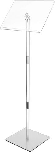 Small Acrylic Podium Stand, Adjustable Angle Clear Lectern with Weighted Metal Base & Non-Slip Pad, Modern Pulpit for Meeting, Church, Speech, Concert, Wedding, Easy Assembly in Saudi Arabia