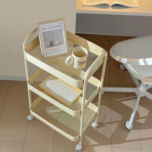 Baby Diaper Caddy Organizer Cart - Multifunction 3 Tier Rolling Cart Lightweight Utility Baby Essentials for Nursery Storage Mobile Utility Cart for Nursery, Kitchen, Bathroom, Craft Room (Yellow) in Saudi Arabia