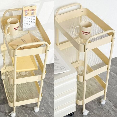 Baby Diaper Caddy Organizer Cart - Multifunction 3 Tier Rolling Cart Lightweight Utility Baby Essentials for Nursery Storage Mobile Utility Cart for Nursery, Kitchen, Bathroom, Craft Room (Yellow) in Saudi Arabia