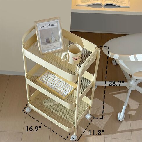 Baby Diaper Caddy Organizer Cart - Multifunction 3 Tier Rolling Cart Lightweight Utility Baby Essentials for Nursery Storage Mobile Utility Cart for Nursery, Kitchen, Bathroom, Craft Room (Yellow) in Saudi Arabia
