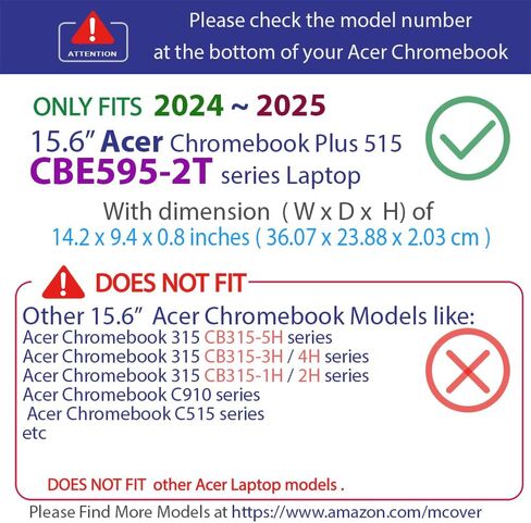 mCover Case ONLY Compatible for 2024-2025 15.6" Acer ChromeBook Plus 515 CBE595-2 Series Notebook Computer (NOT Fitting Any Other Acer Models) (Red) in Saudi Arabia