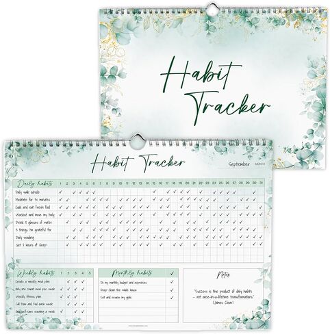 Habit Tracker Calendar – Daily, Weekly & Monthly Habit & Goal Tracker, Wire-Bound Planner with Colorful Design, Premium 250gsm Paper | A5 Rainbow in Saudi Arabia