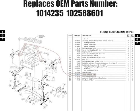Front Shock Absorber Compatible with Club Car DS (1981–2011) Precedent (2004-up) Golf Cart Suspension Shocks 1010991 1014235 102588501 1033510-01 in Kuwait