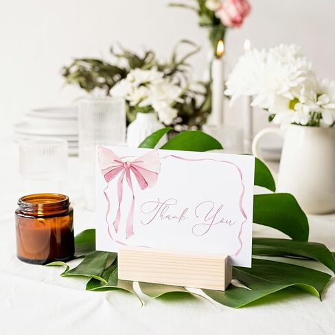 Whaline 24 Pack Pink Bow Thank You Cards Coquette Bow Greeting Cards with Envelopes Stickers Blank Note Card for Wedding Bridal Baby Shower Birthday, 4 x 6 Inch in Saudi Arabia